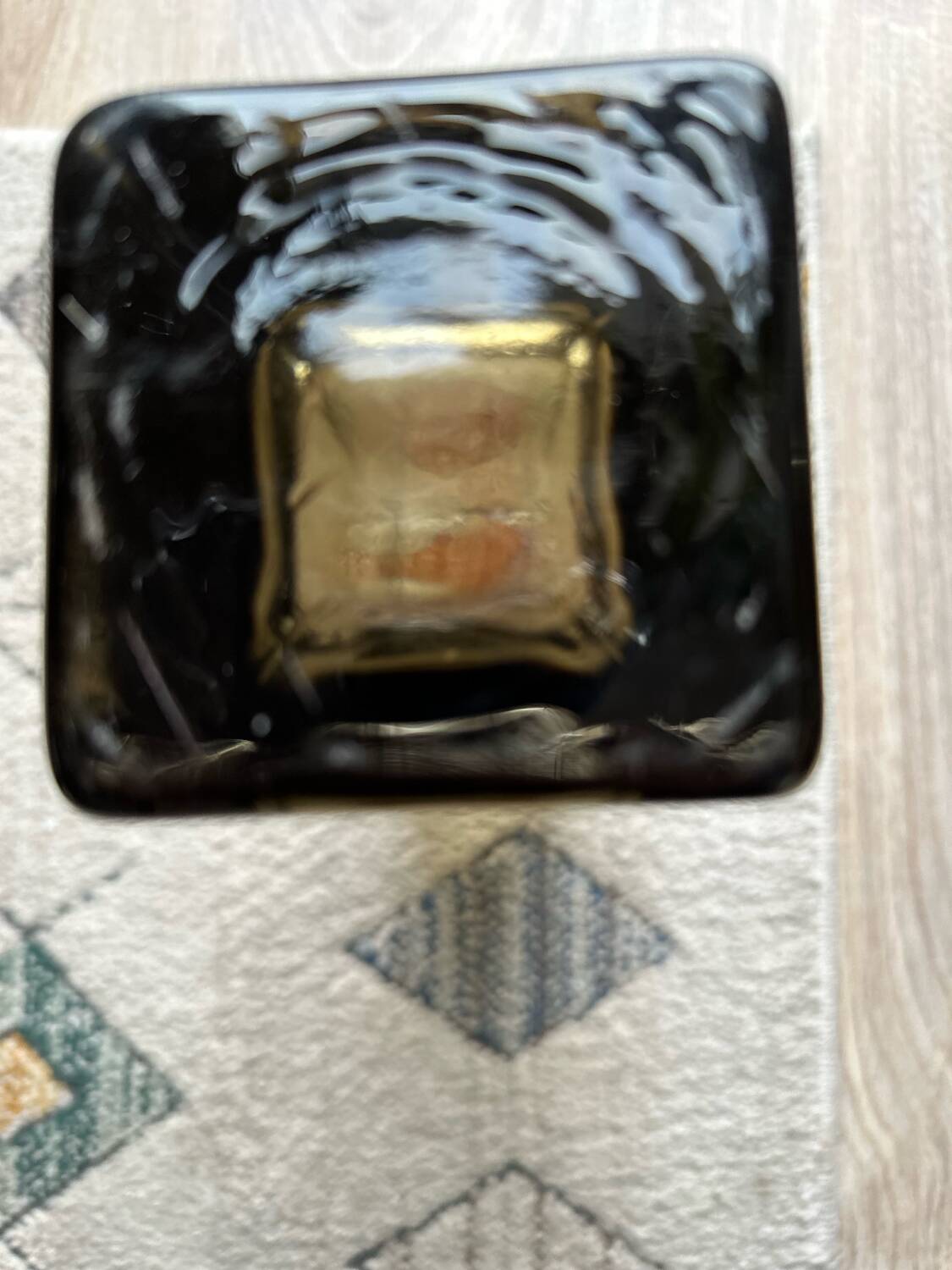 Rectangular smoked glass vase design in retro vintage Murano spirit