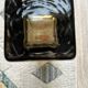 Rectangular smoked glass vase design in retro vintage Murano spirit