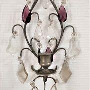 Metal wall candle holder with glass tassels