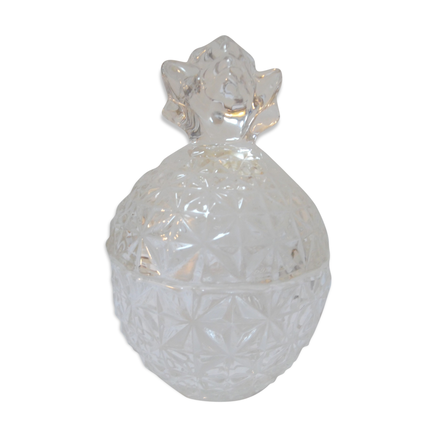 Bonbonniere in glass pineapple cut crystal