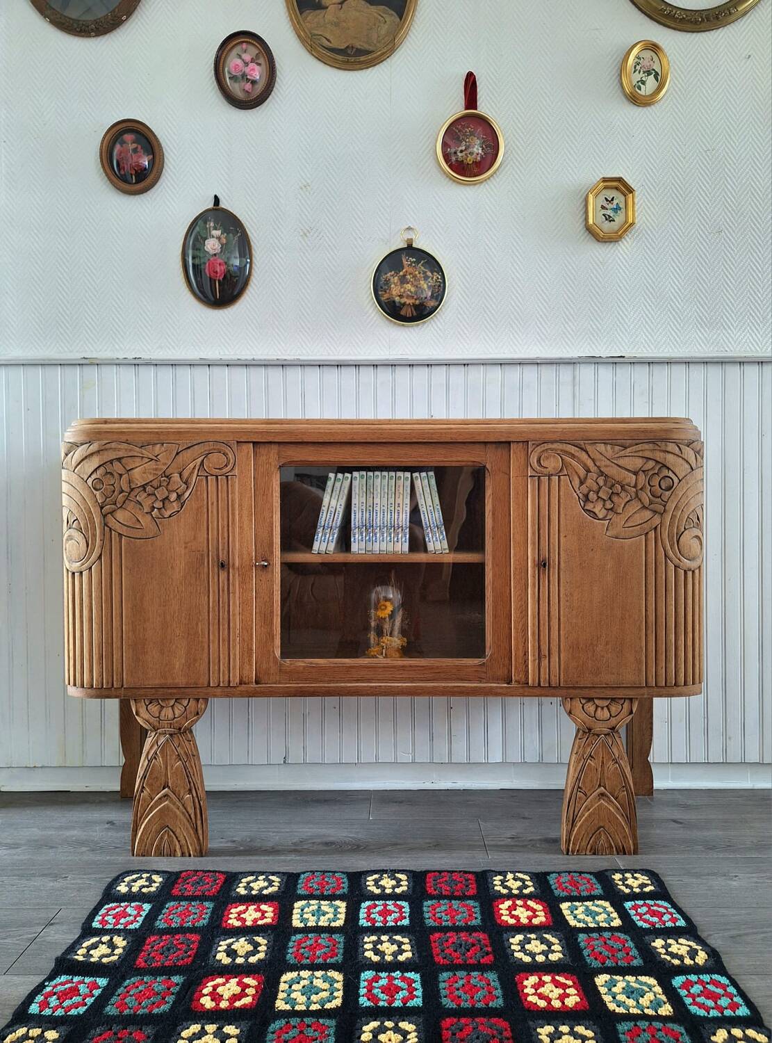 Art deco sideboard, old buffet furniture, vintage dresser