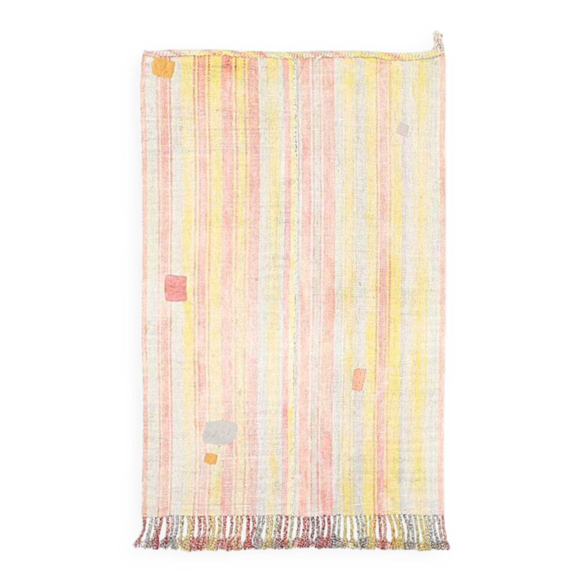 5x7 Pink & Yellow Striped Vintage Kilim Rug, 147x229Cm