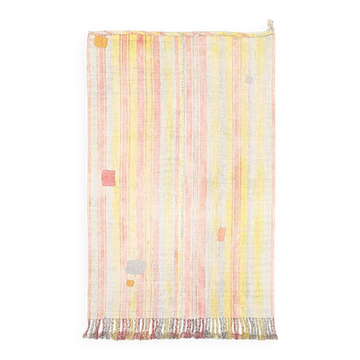 5x7 Pink & Yellow Striped Vintage Kilim Rug, 147x229Cm