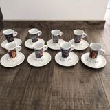 8 coffee cups with saucers - Cafés Folliet Collection