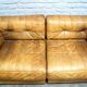 Cognac leather patchwork modular sofa or daybeds, 1970s