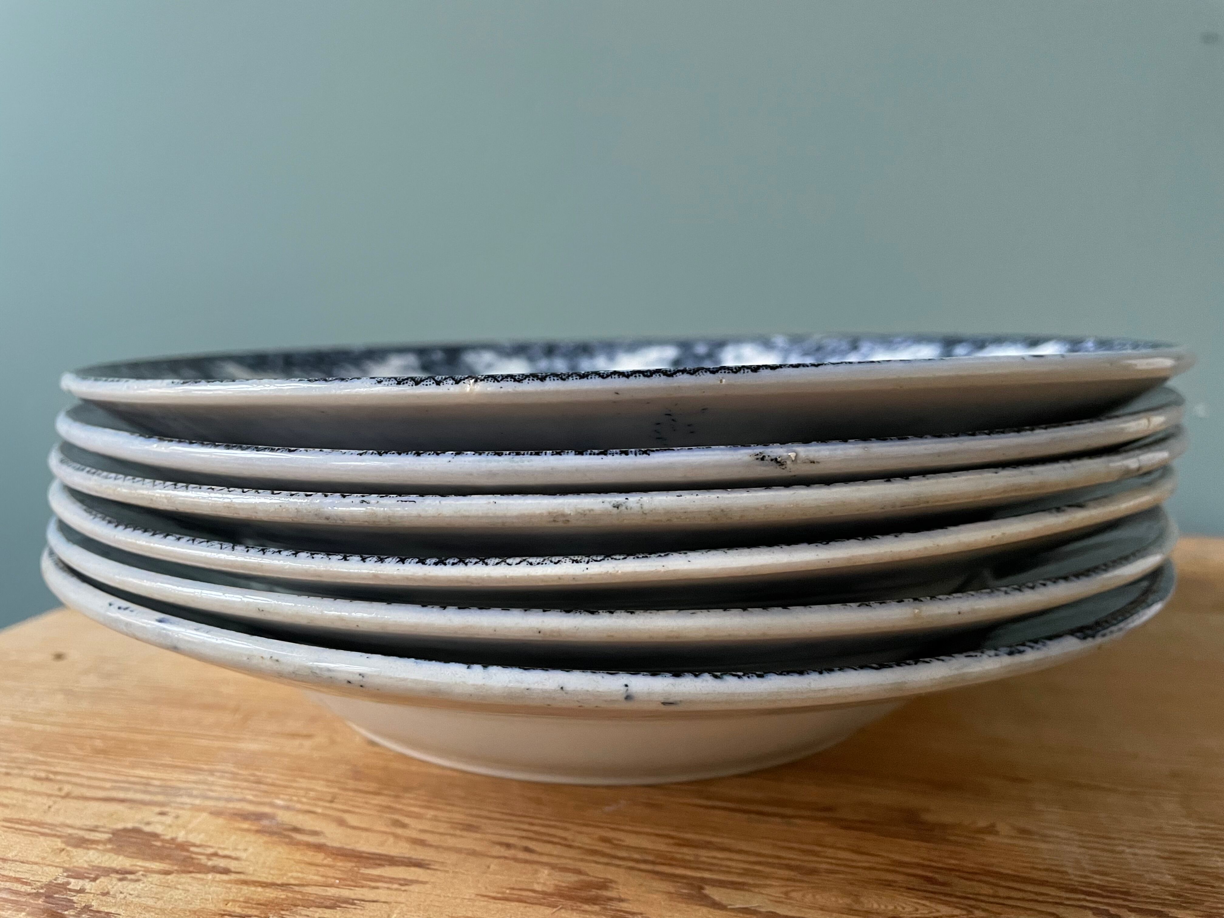 Set of 6 hollow plates Terre de Fer St Amand & Hamage