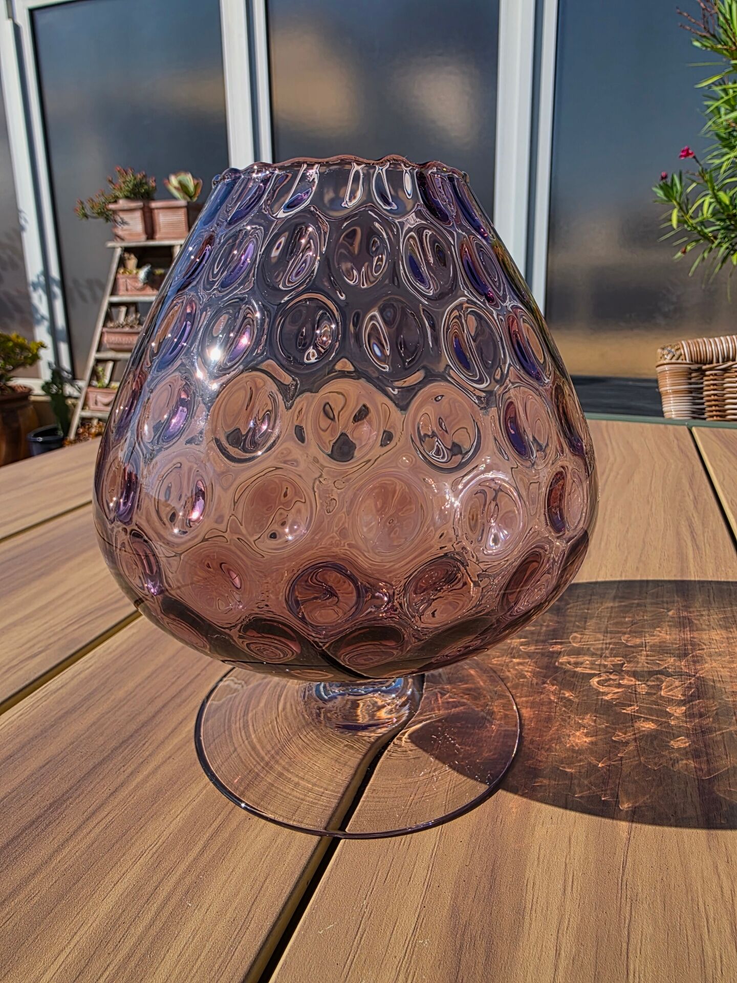 Giant glass 23 cm Empoli amethyst honeycomb blown glass