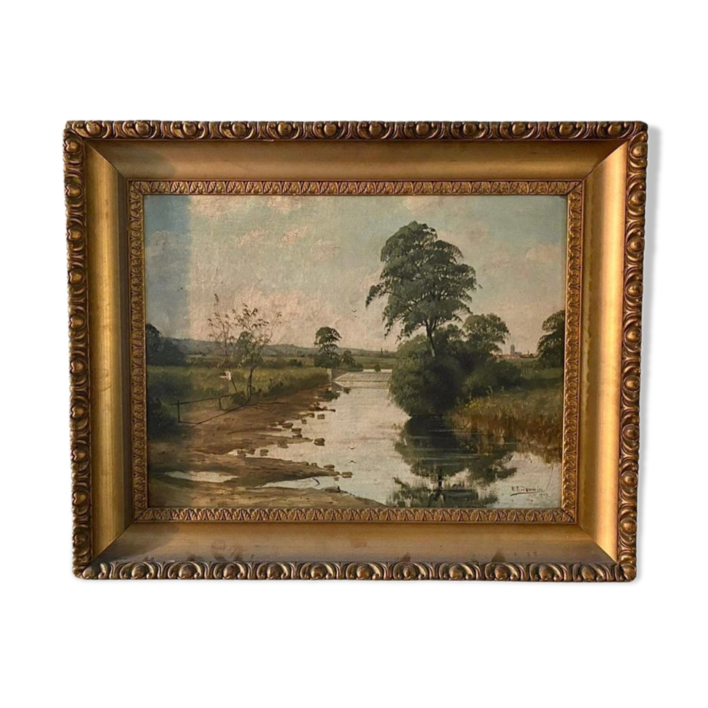 Countryside landscape Oil on canvas of the French school 20th century