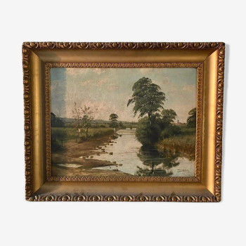 Countryside landscape Oil on canvas of the French school 20th century