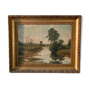 Paysage de campagne huile sur toile