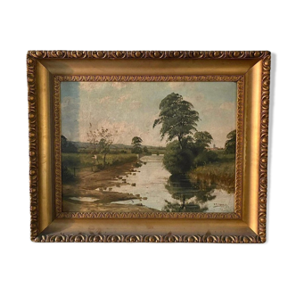 Countryside landscape Oil on canvas of the French school 20th century
