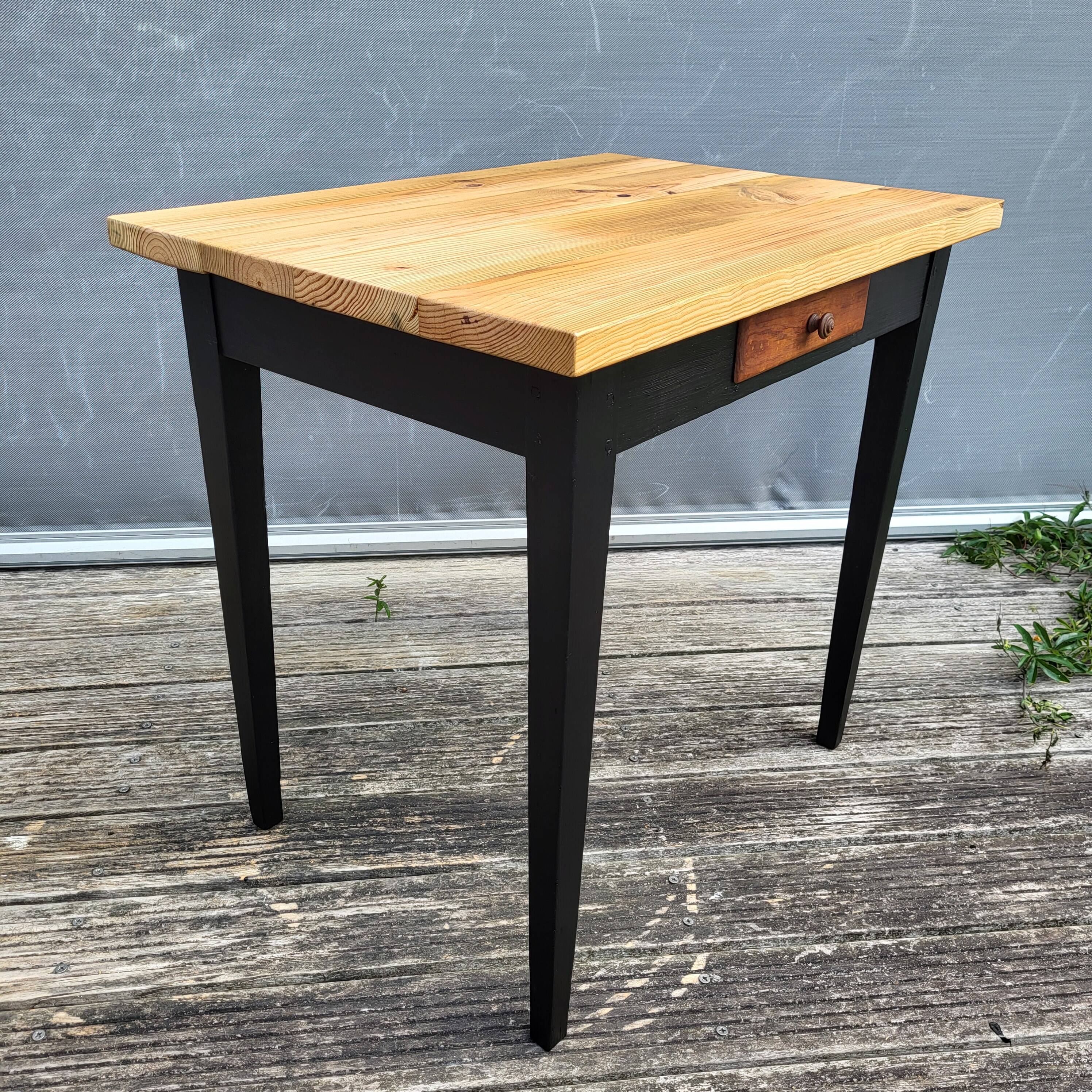 Petit bureau table d'appoint bicolore miel et noir