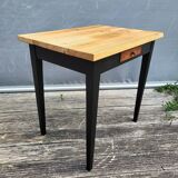 Small two-tone honey and black desk side table