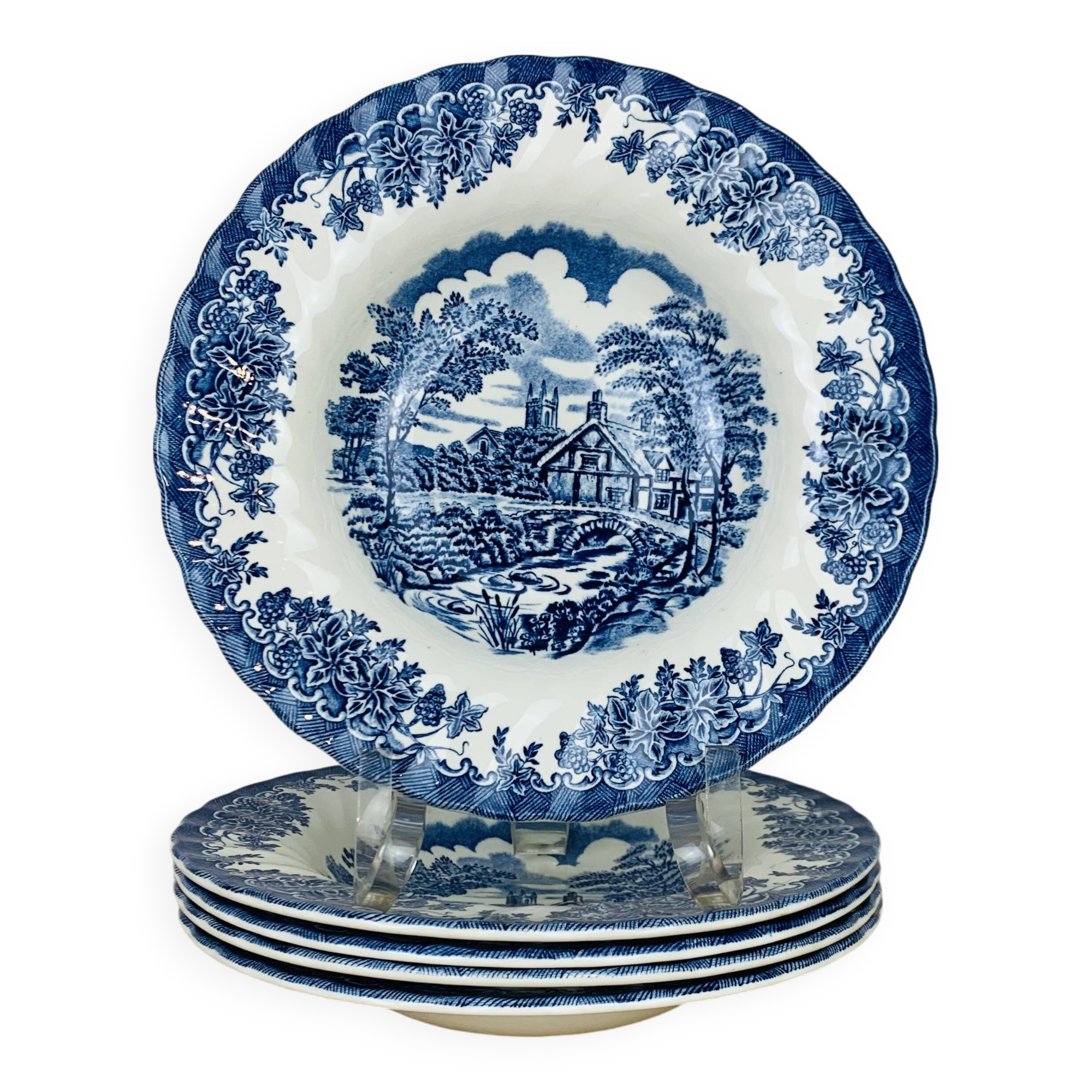 5 Myott The Brook English ironstone soup plates