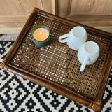 Small vintage table - rattan & canework