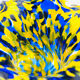 Vase Josef Hospodka Chřibská Macchia Blue Yellow Bohemian Glass 60s