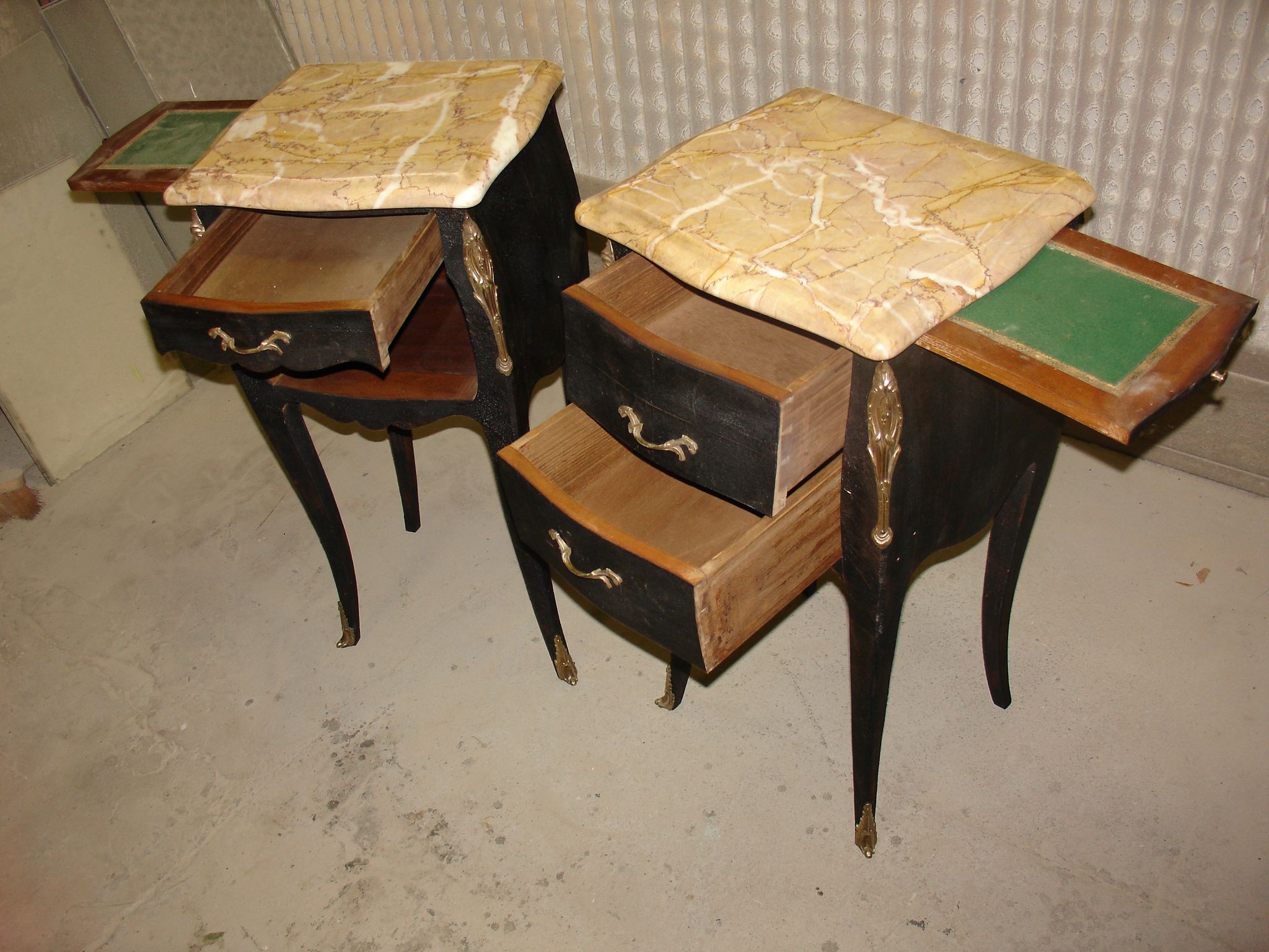Pair of nightstands of style Louis XV makeover Shou-sugi-ban