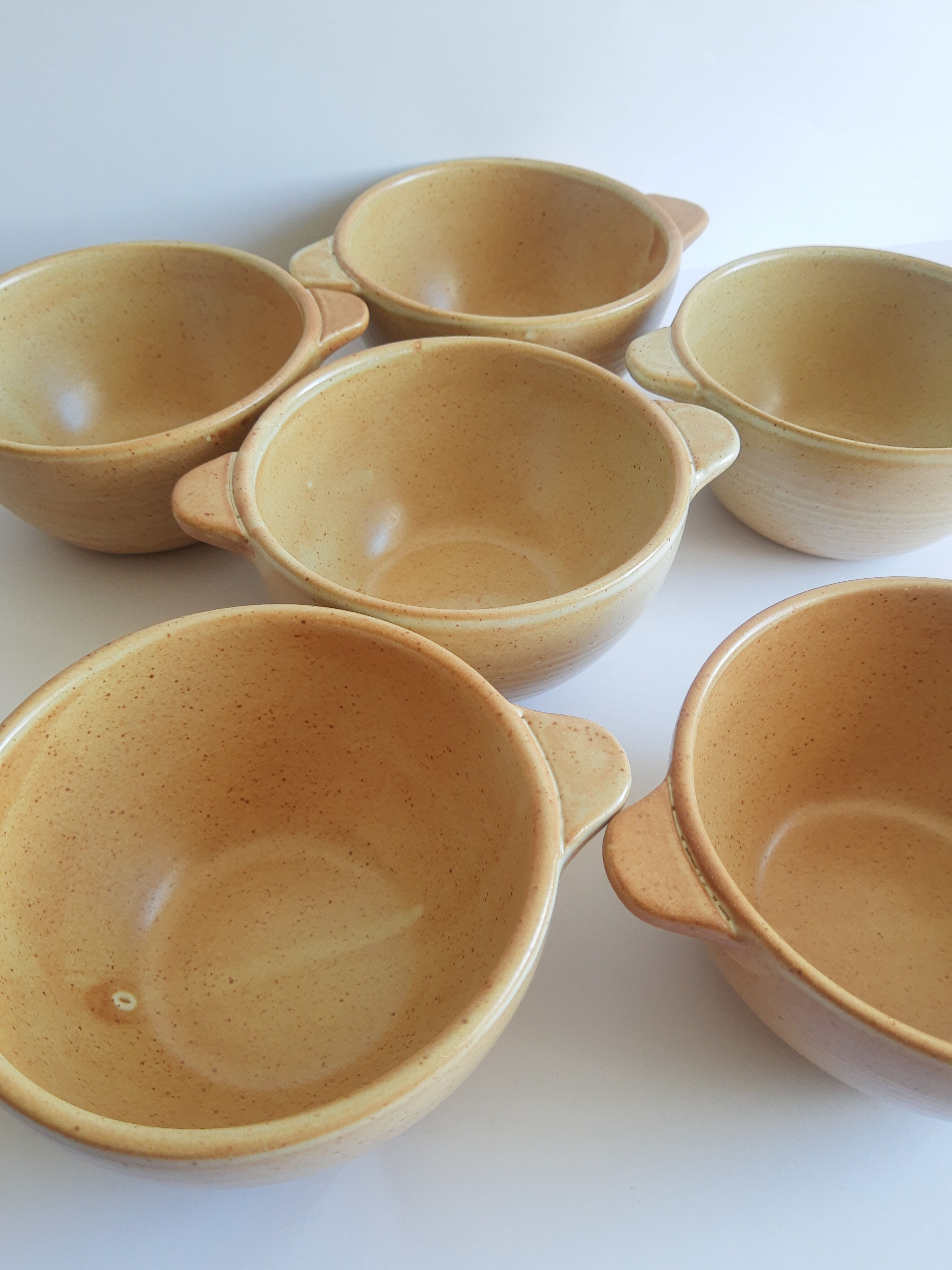 Set of 6 ear bowls in gres cnp gres village France vintage old