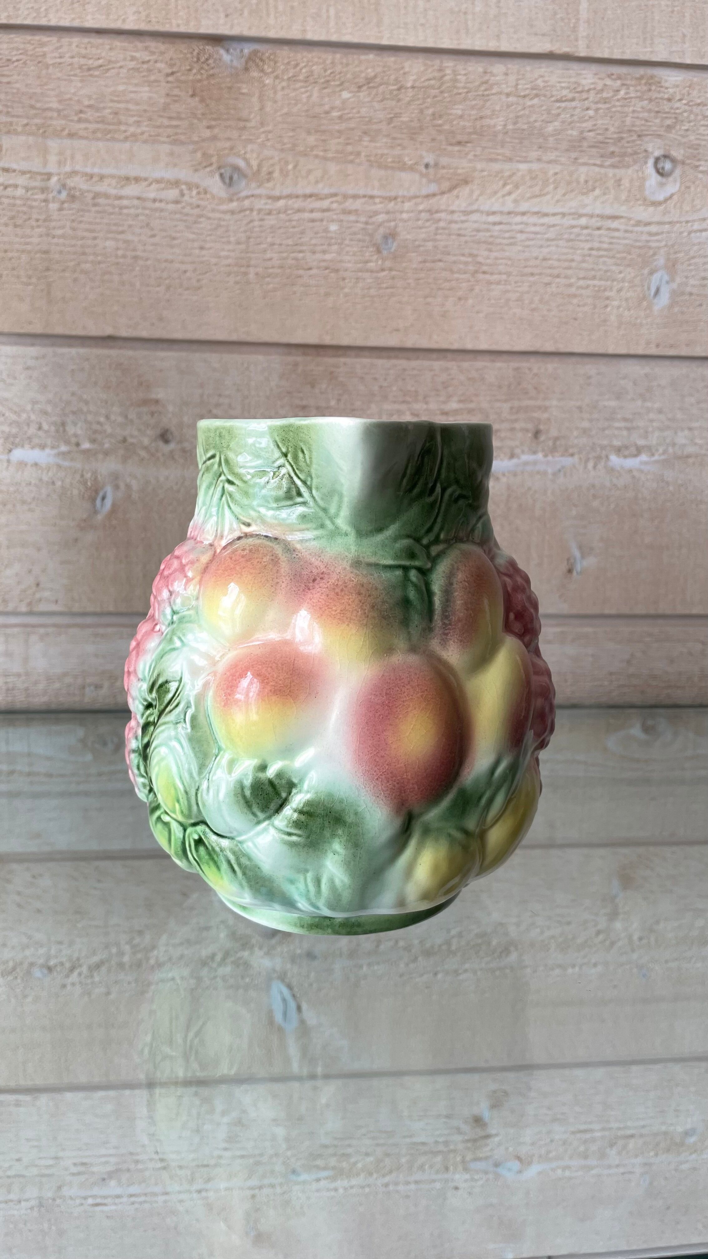 Vintage fruit slip pitcher