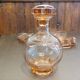 Aperitif set carafe tray and 6 glasses - thick pink glass - art deco