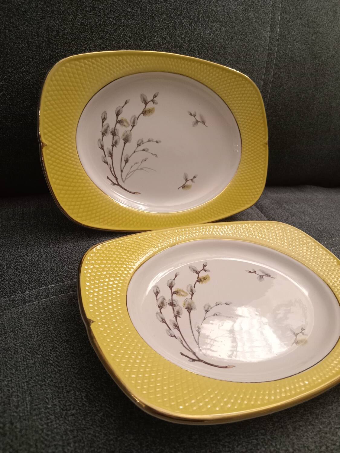 Set of 2 vintage earthenware dishes from Salins