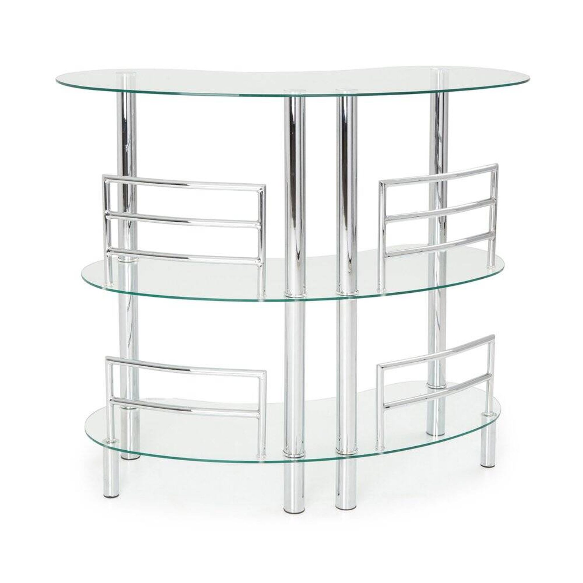 Bar in tempered glass and chrome L.120 x l.45 x H.107