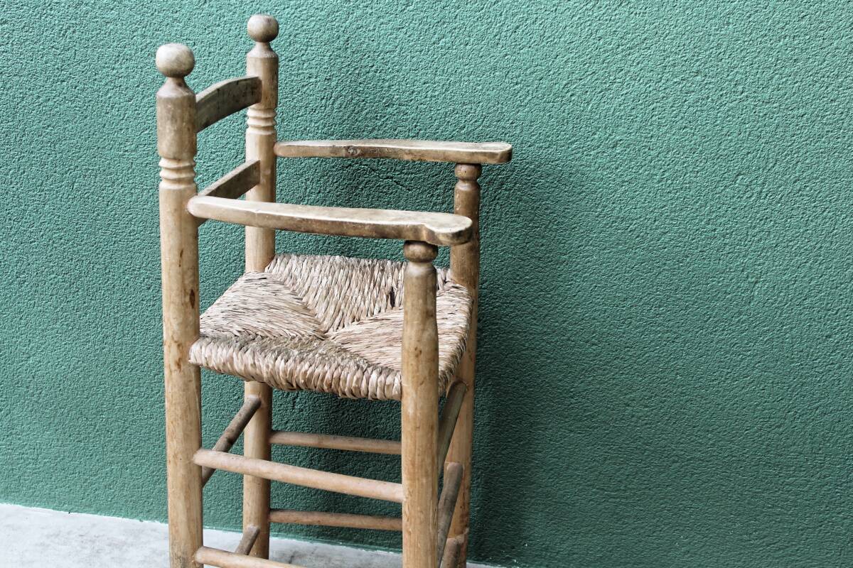 High straw chair for children