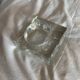 Scandinavian brutalist glass ashtray, minimalist design, 70s
