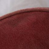 Ottoman, pink velvet footrest with napoleon fringe