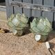 Pair of designer table lamps in turquoise blue green capiz mother-of-pearl from the 70s