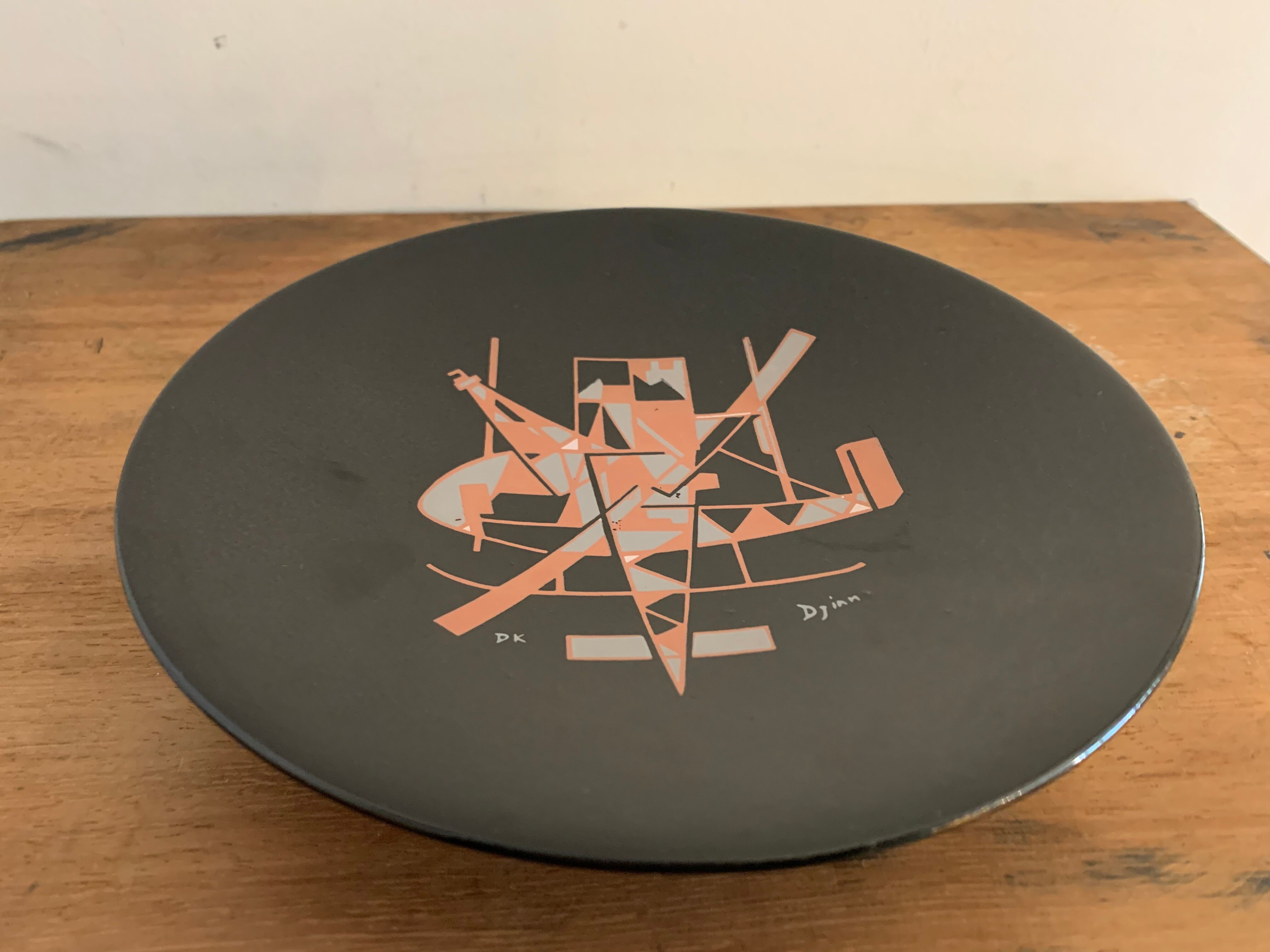 Empty Djinn enamelled black ceramic pockets, helicopter aviation theme