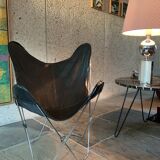 Folding chair style aa stainless steel and imitation leather