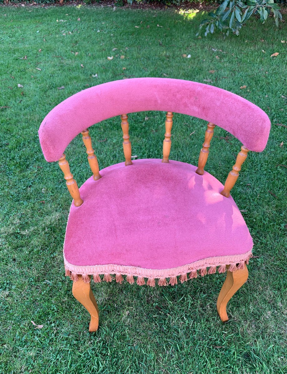 Fauteuil gondole rose à frange