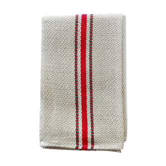 Damask tea towel red and green stripes