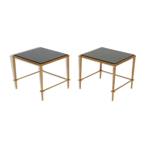 Paire tables d’appoint fer doré