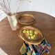Round rattan and brass trays 1970 by Gabriella Crespi