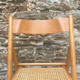 80s wooden and cane folding chair