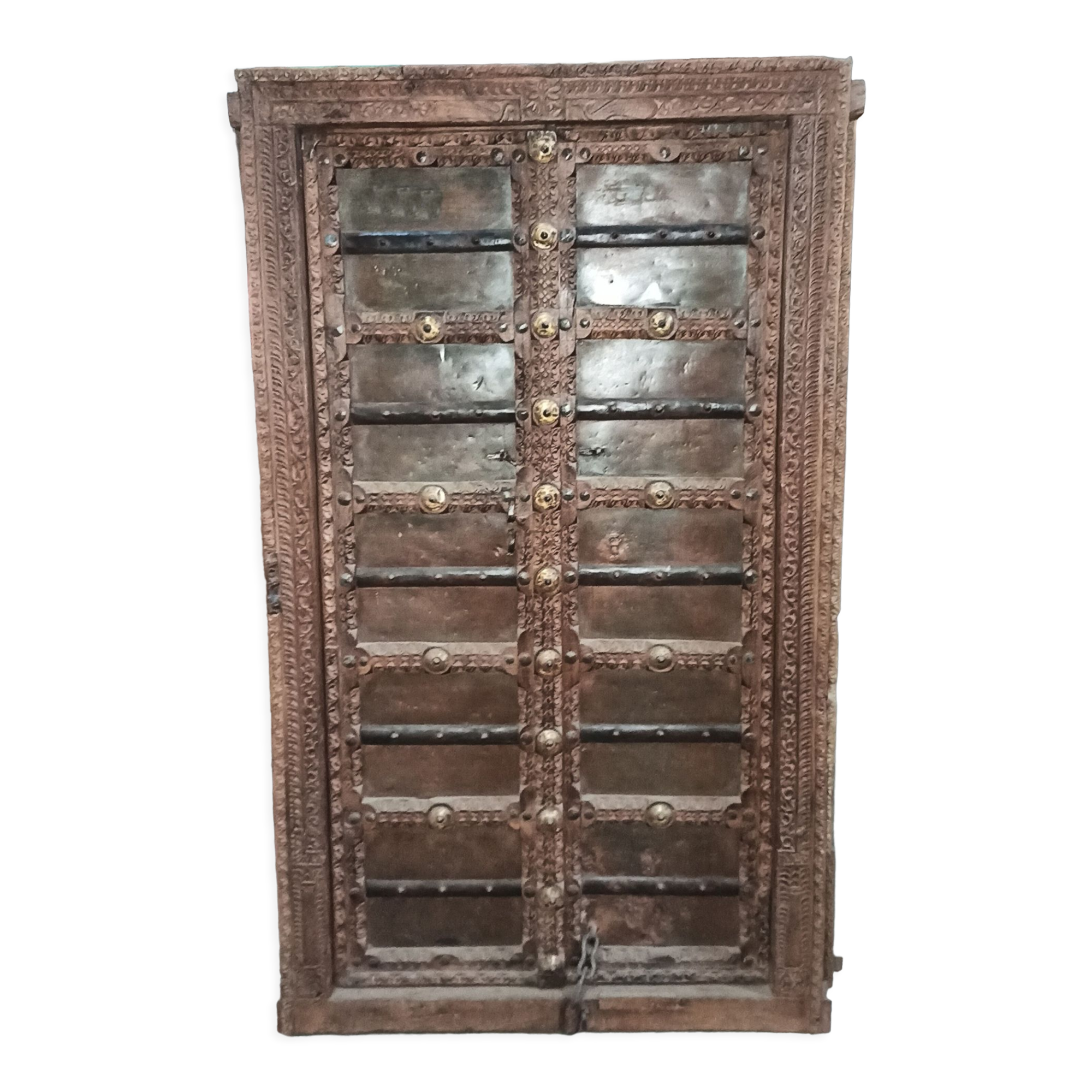 Old wooden door with frame