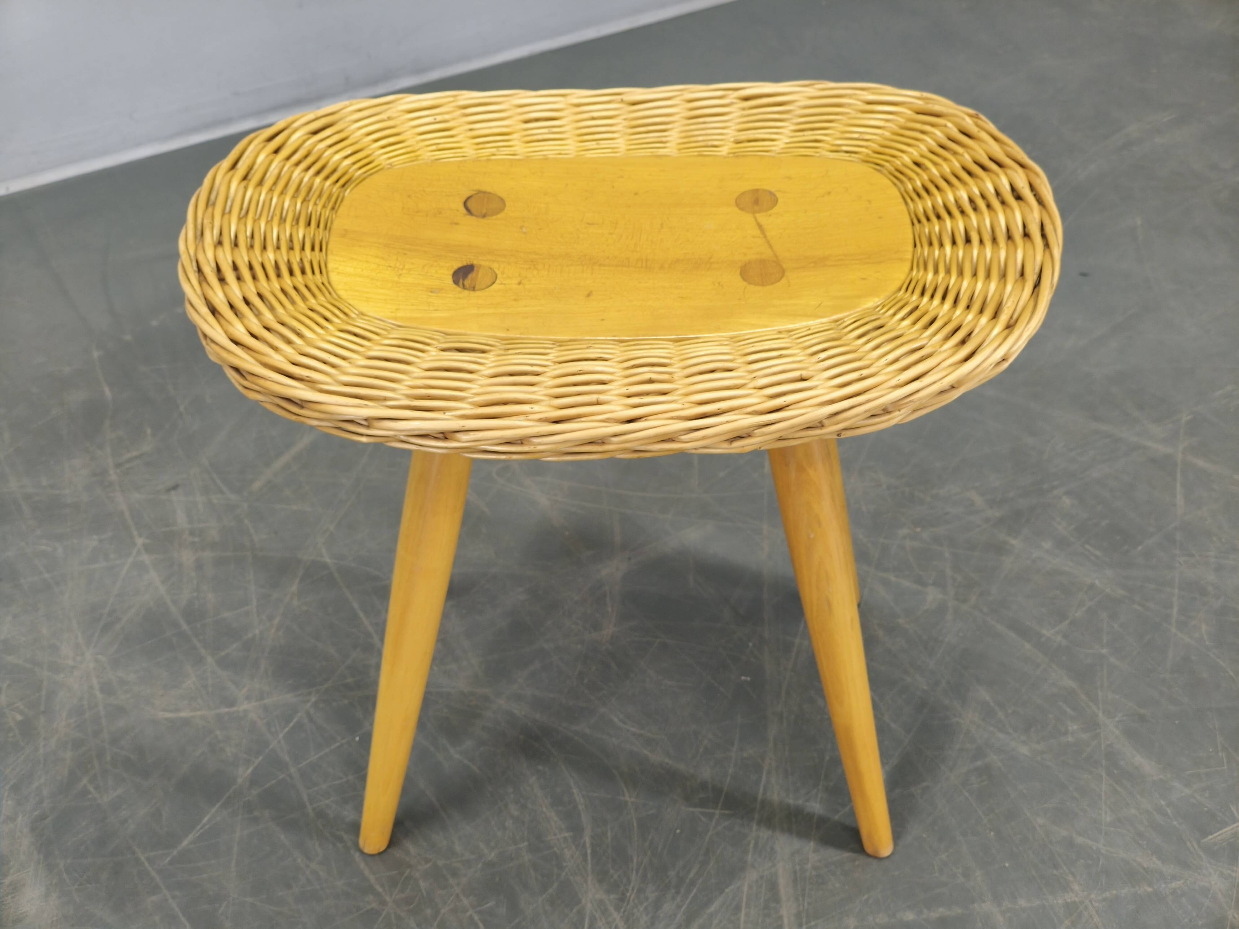 Pair of Rattan Side Tables by Jan Kalous for ULUV, 1970s