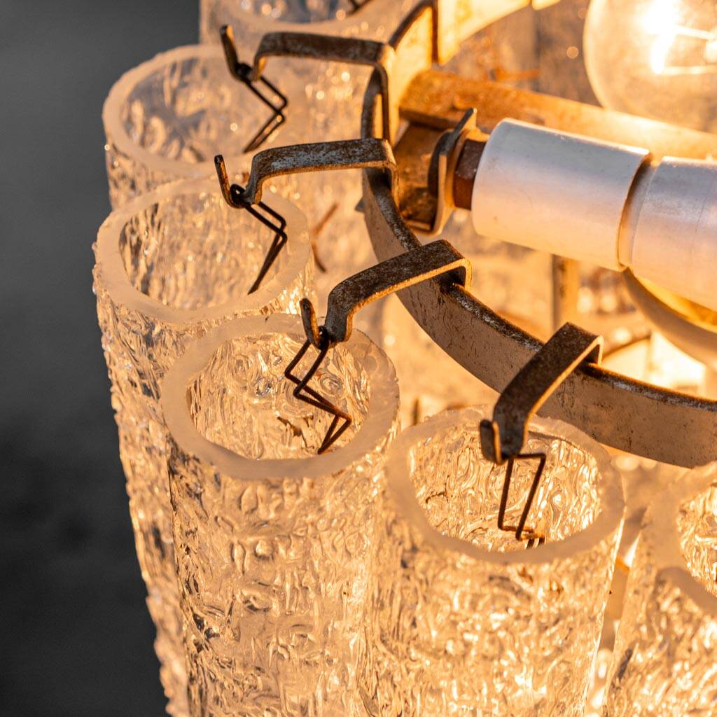 1960s vintage modern antique blown murano glass 3-light chandelier