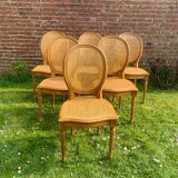 Set of 6 Louis XVI style cane medallion chairs