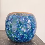 Vase signed Louis Dage 1920s or 1930s marbled blue green effect and gilding