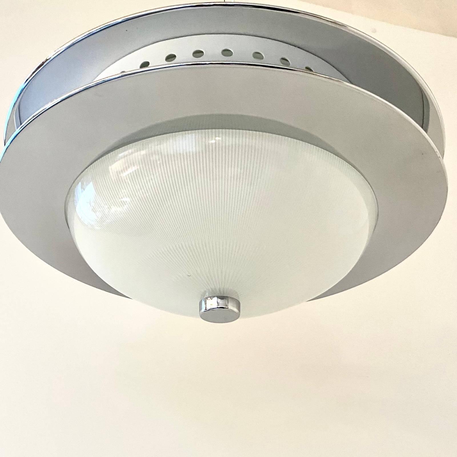 Space Age Design Pendant in Glass, Crystal and Metal