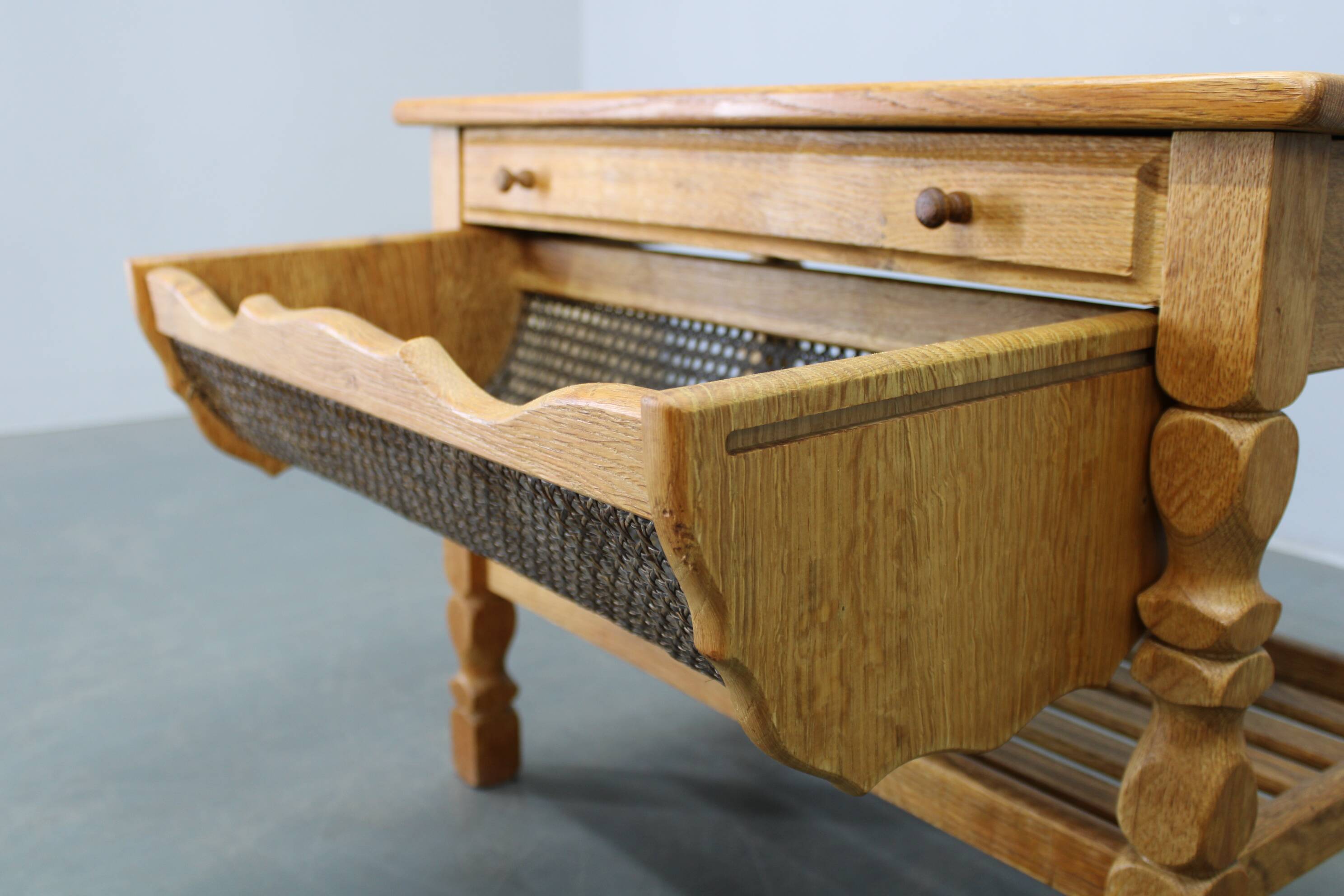 Danish mid-century oak sewing cabinet by Henning Kjaernulf