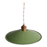 Industrial pendant light in green enamelled sheet metal, 1930s-40s