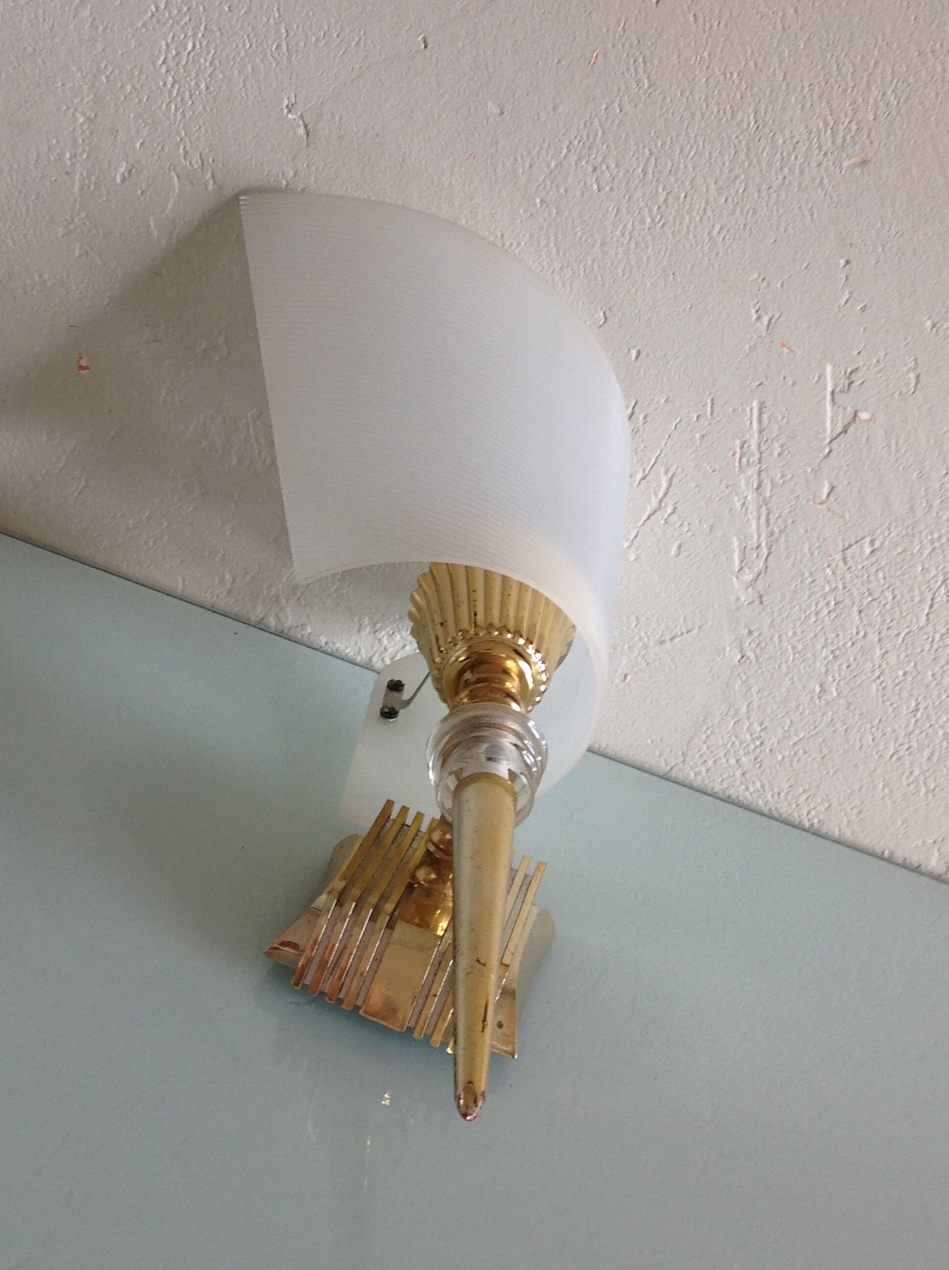 White / vintage perspex wall lamp 50s-60s
