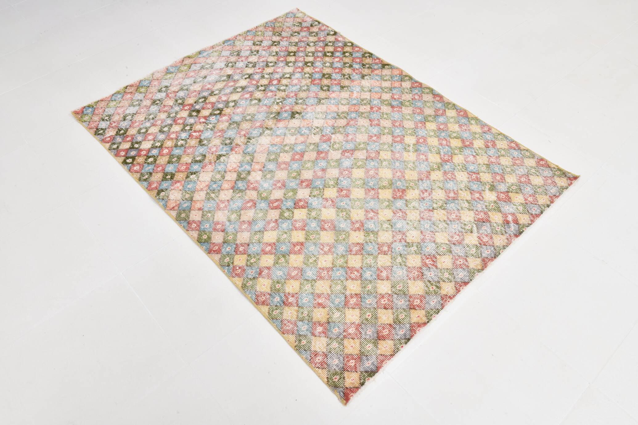 4x6 Vintage Geometric Style Multicolor Vintage Rug, 124x165Cm