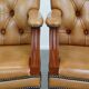 Set of 2 Cowhide Leather Chesterfield Chairs in Light Cognac Color