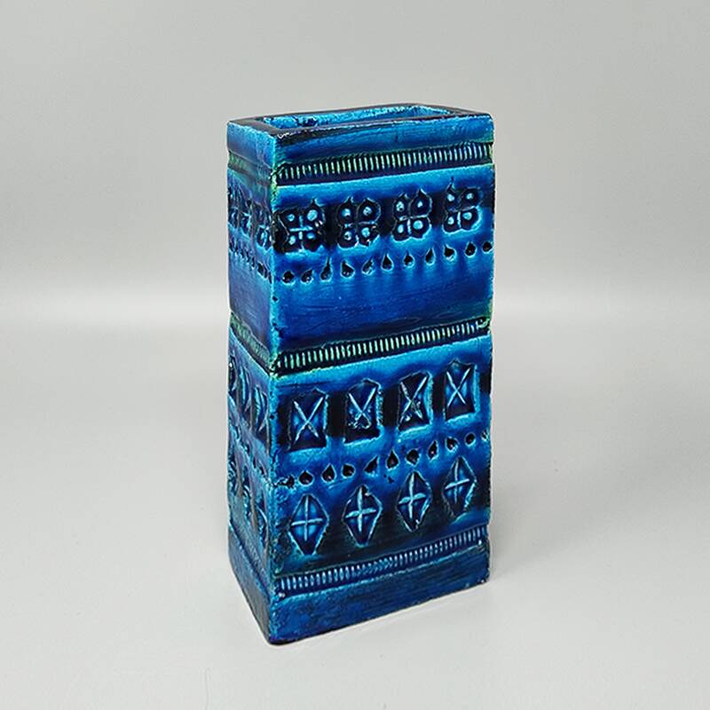 1960s Stunning Vase by Aldo Londi for Bitossi "Blue Rimini Collection"