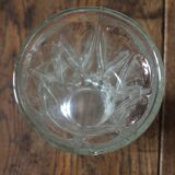 Vase en verre ciselé évasé motifs triangles losanges
